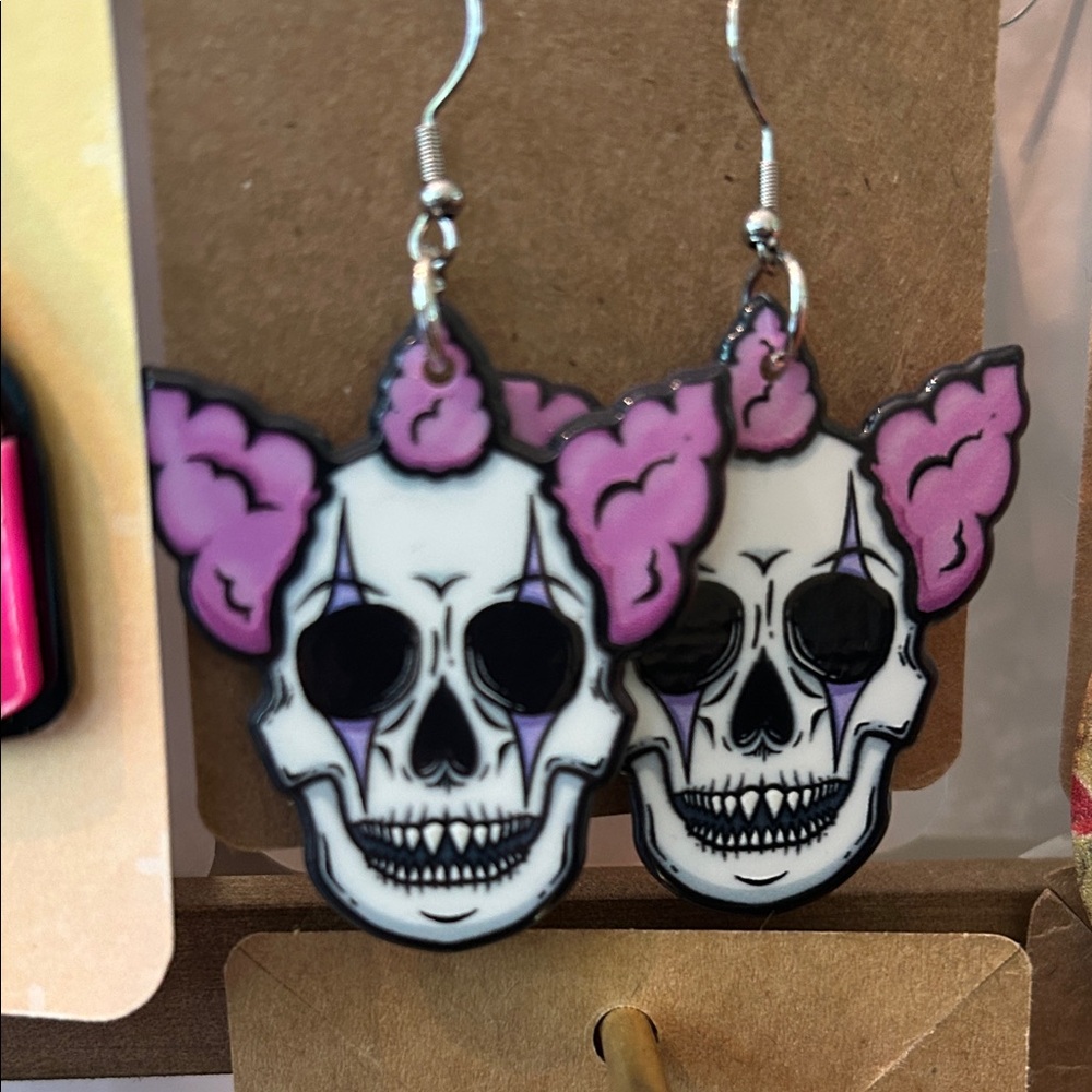 Halloween creepy clown earrings